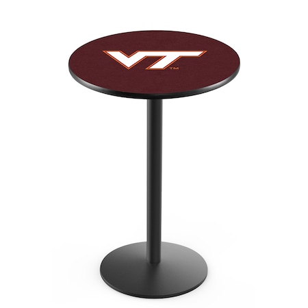 36 Blk Wrinkle Virginia Tech Pub Table,36 Dia. Top